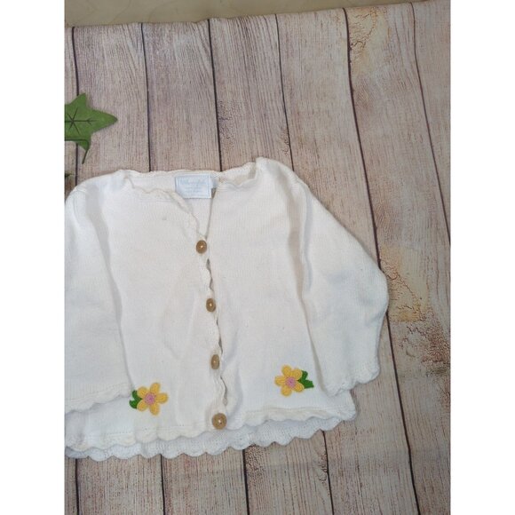 ENGLISH FACTORY Infant Girls Cardigan Knit Button Up Floral Size 24 Month - Picture 3 of 7